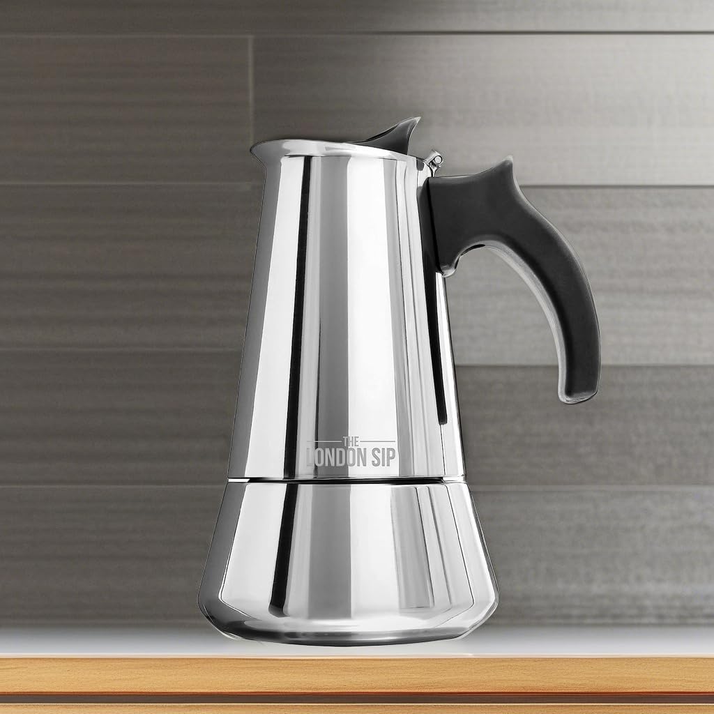 The London Sip moka pot on a gas stove shows cafe-style espresso in minutes
