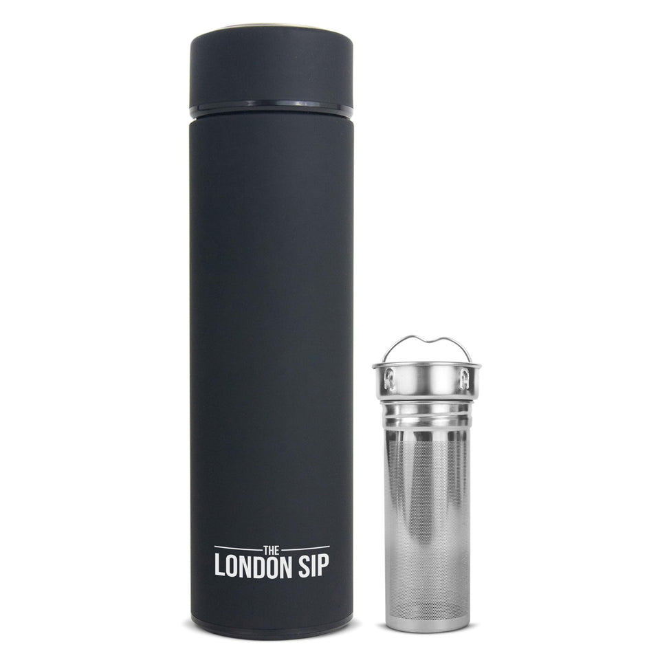 The London Sip tea infuser bottle pour for on-the-go brewing and flavorful infusions.