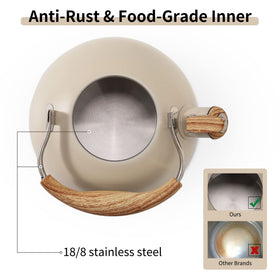 Lonffery tea kettle on induction surface showing broad compatibility with stoves