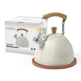Lonffery cream-white tea kettle on stove top for quick daily tea