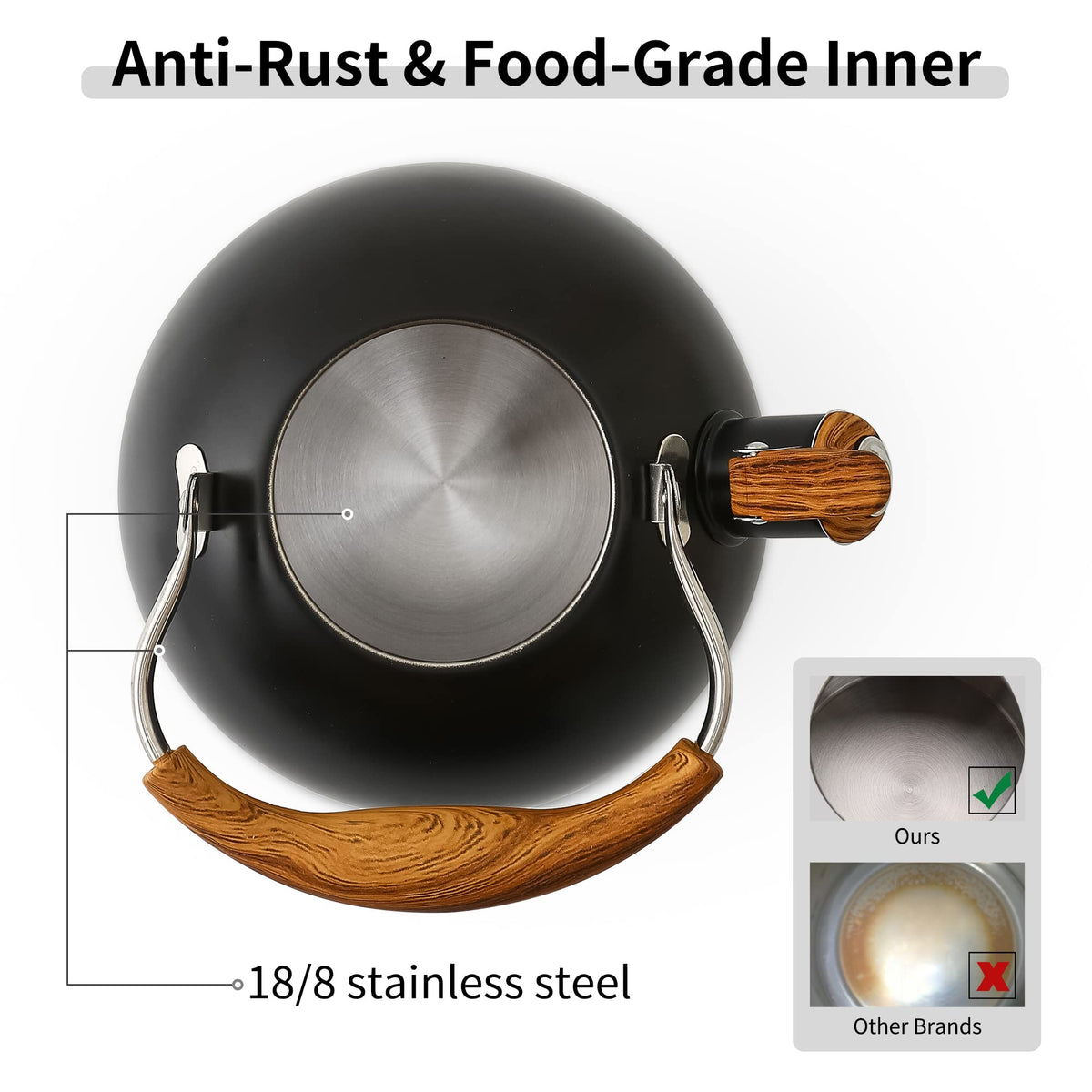 Lonffery kettle is induction-friendly for versatile stovetop use.