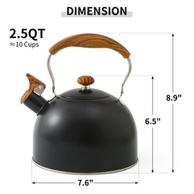 Lonffery kettle design helps keep tea hot with a covered spout when idle.