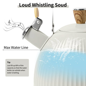 Lonffery wooden-handle kettle with ergonomic grip for safe lifting