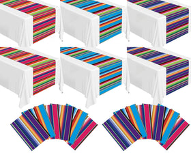 Lonfliness 12-pack Fifth of May table runner in multicolor stripes for festive dining.