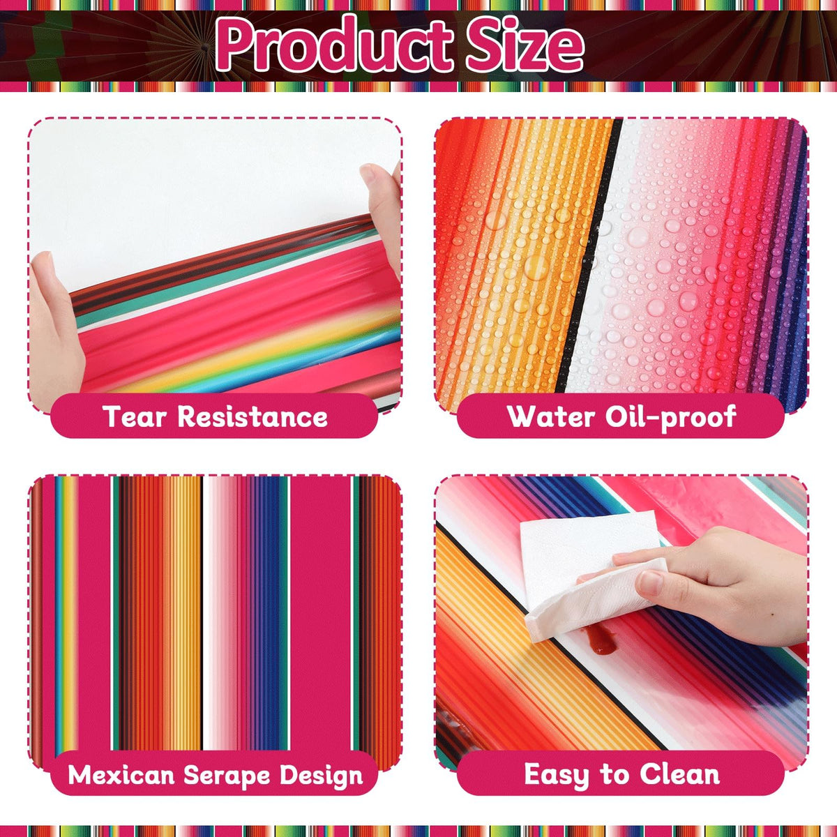 Lonfliness disposable plastic table runner protects surfaces during entertaining.