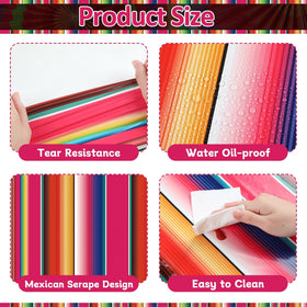 Lonfliness disposable plastic table runner protects surfaces during entertaining.