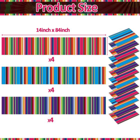 Lonfliness serape-style plastic runner with bold stripes for party decor.