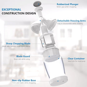 Longmann Pamperεd Chef Food Chopper ergonomic handle for easy one-handed pressing.