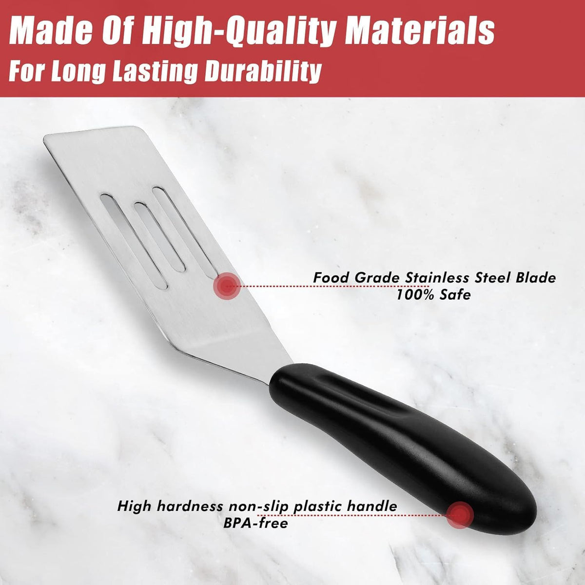 Longmann Pampered Chef mini-serving spatula dishwasher-safe stainless steel.