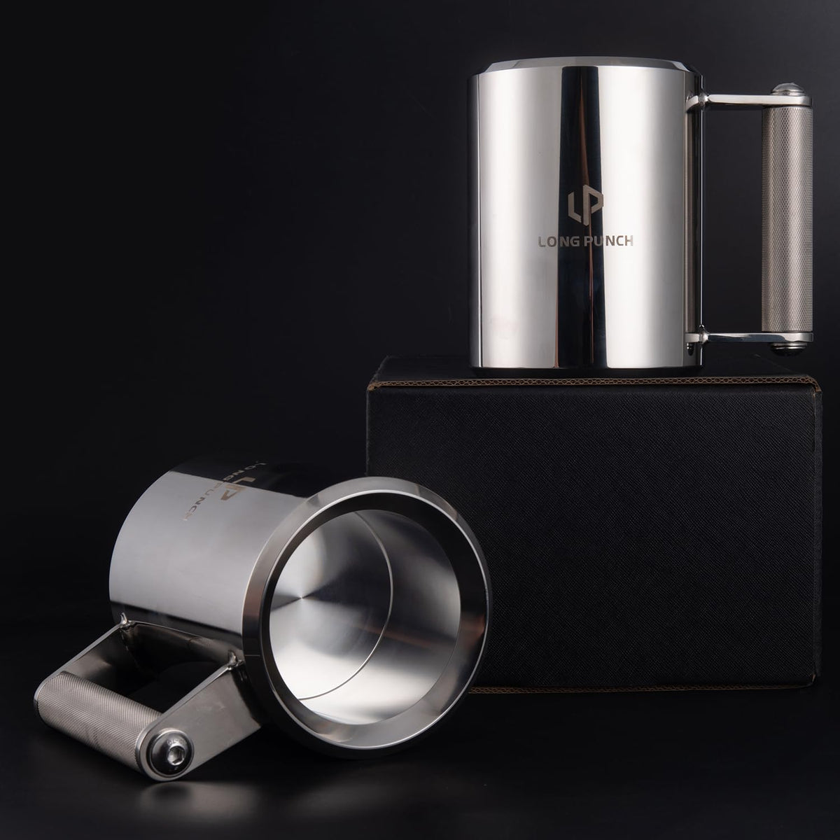LongPunch mug with stable base and low center of gravity for tipping resistance.