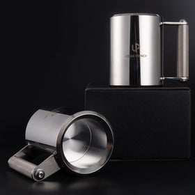 LongPunch mug with stable base and low center of gravity for tipping resistance.