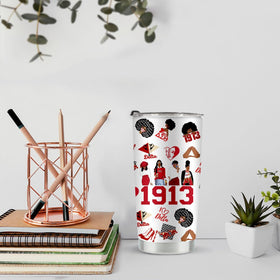 LONGXIN DST Cup 20oz tumbler on a beach scene, portable for outdoor events.