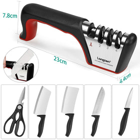 Longzon coarse grinding slot restores dull kitchen blades efficiently.