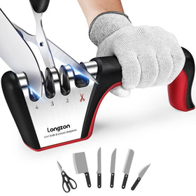 Longzon 5-in-1 sharpener front view for fast blade sharpening at home.