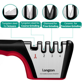 Longzon sharpener in action at the scissors slot sharpening blades with precision.