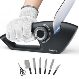 Longzon 6-in-1 sharpener front view enabling quick edge care in the kitchen