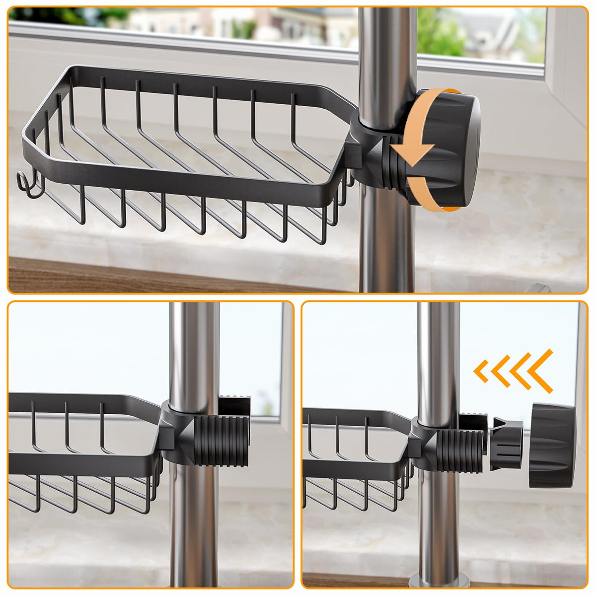 LONIN detachable hanging faucet rack saving space and keeping essentials within reach.