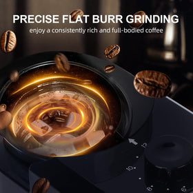Lonkion burr grinder grounds container demonstrates static-resistant design for cleaner pours