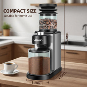 Lonkion Coffee Grinder’s compact form fits on counters and stashes between uses.