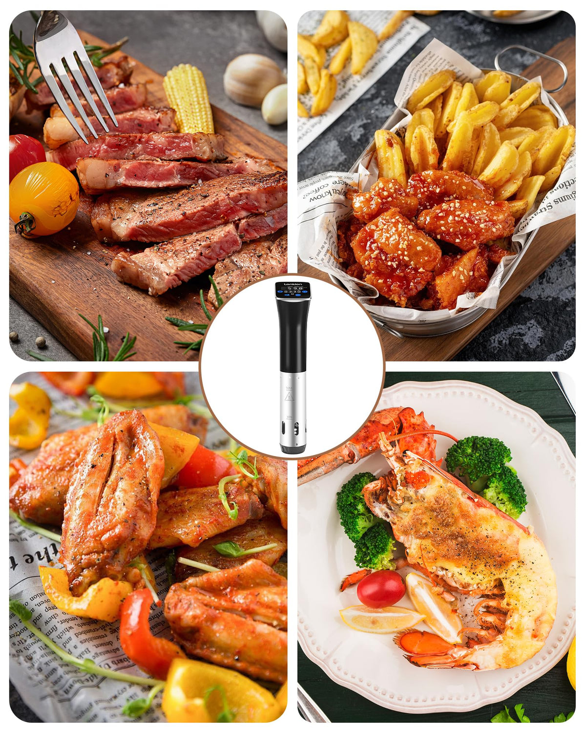 Lonkion Sous Vide Cooker cleaning and storage concept image shows everyday practicality.