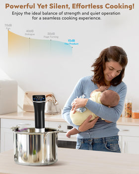 Lonkion Sous Vide Cooker control panel highlights precise time and temperature settings.