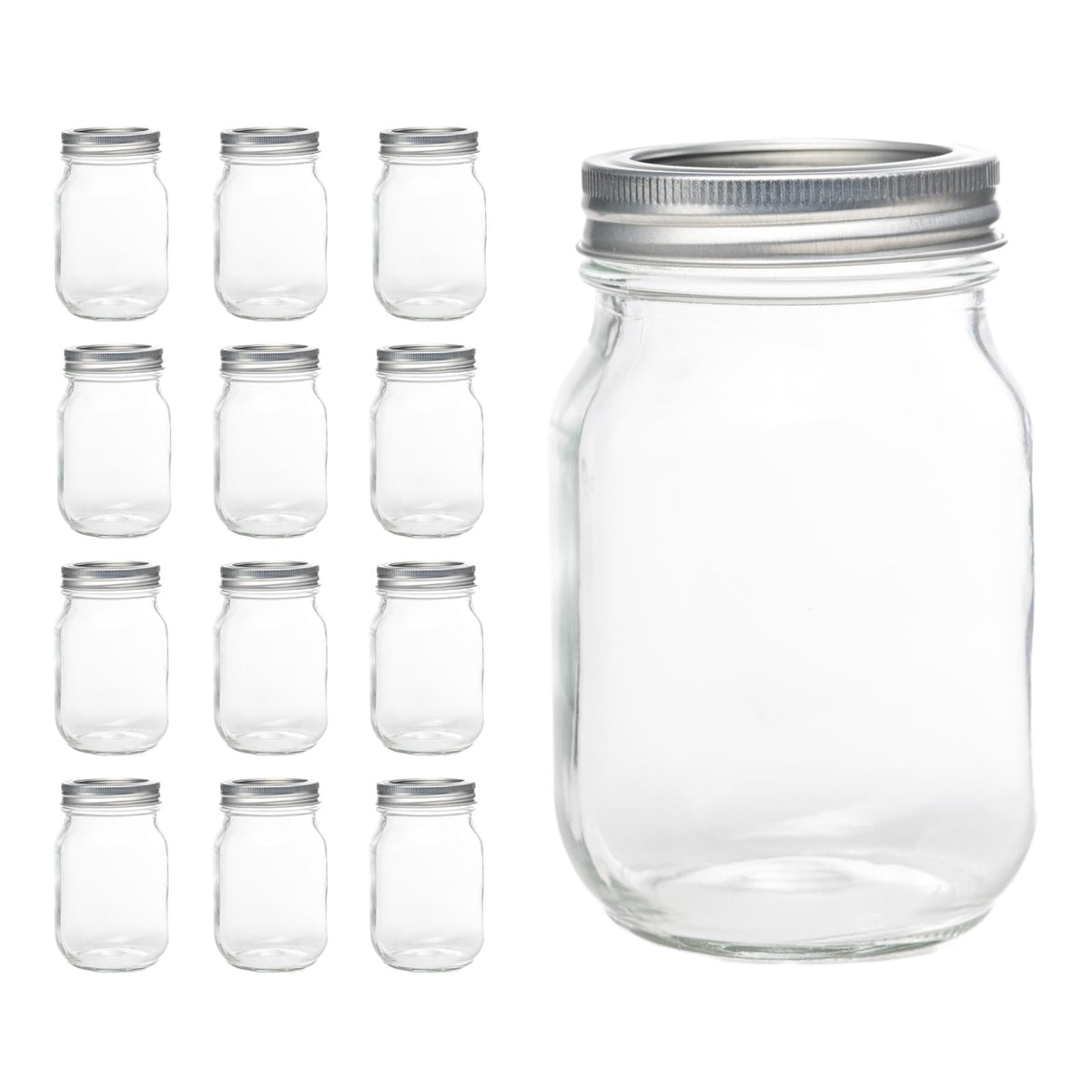 Lonriva 12-pack mason jars with regular mouth for 16 oz capacity, ideal for canning and meal prep