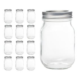 Lonriva 12-pack mason jars with regular mouth for 16 oz capacity, ideal for canning and meal prep