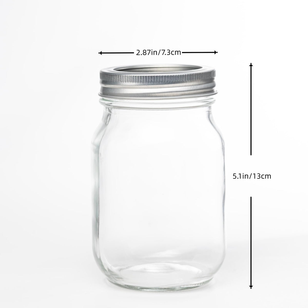 Lonriva Mason jar in clear glass showing contents for easy labeling.