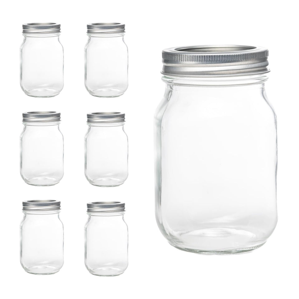 Lonriva 16oz Mason jar with regular mouth, lids and rings for canning and sealing.