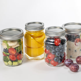 Lonriva 16-ounce jars ready for overnight oats and snack prep at home