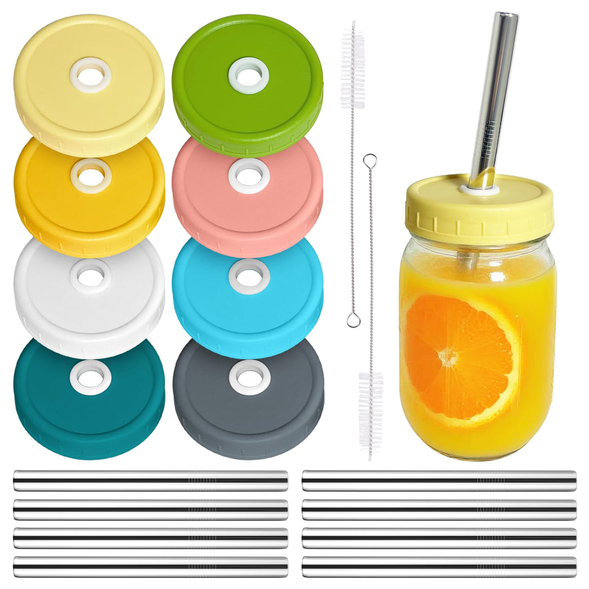 LonXFan assorted-color wide-mouth lids for jars, vibrant sipping options