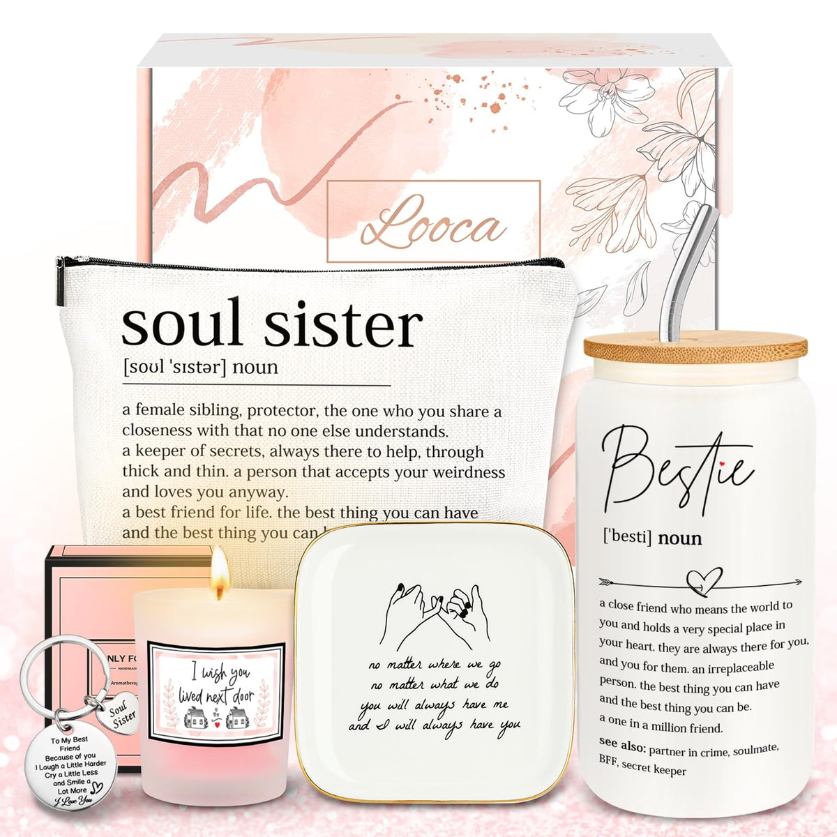 The Looca Bestie Definition glass is a stylish keepsake for friendship moments.