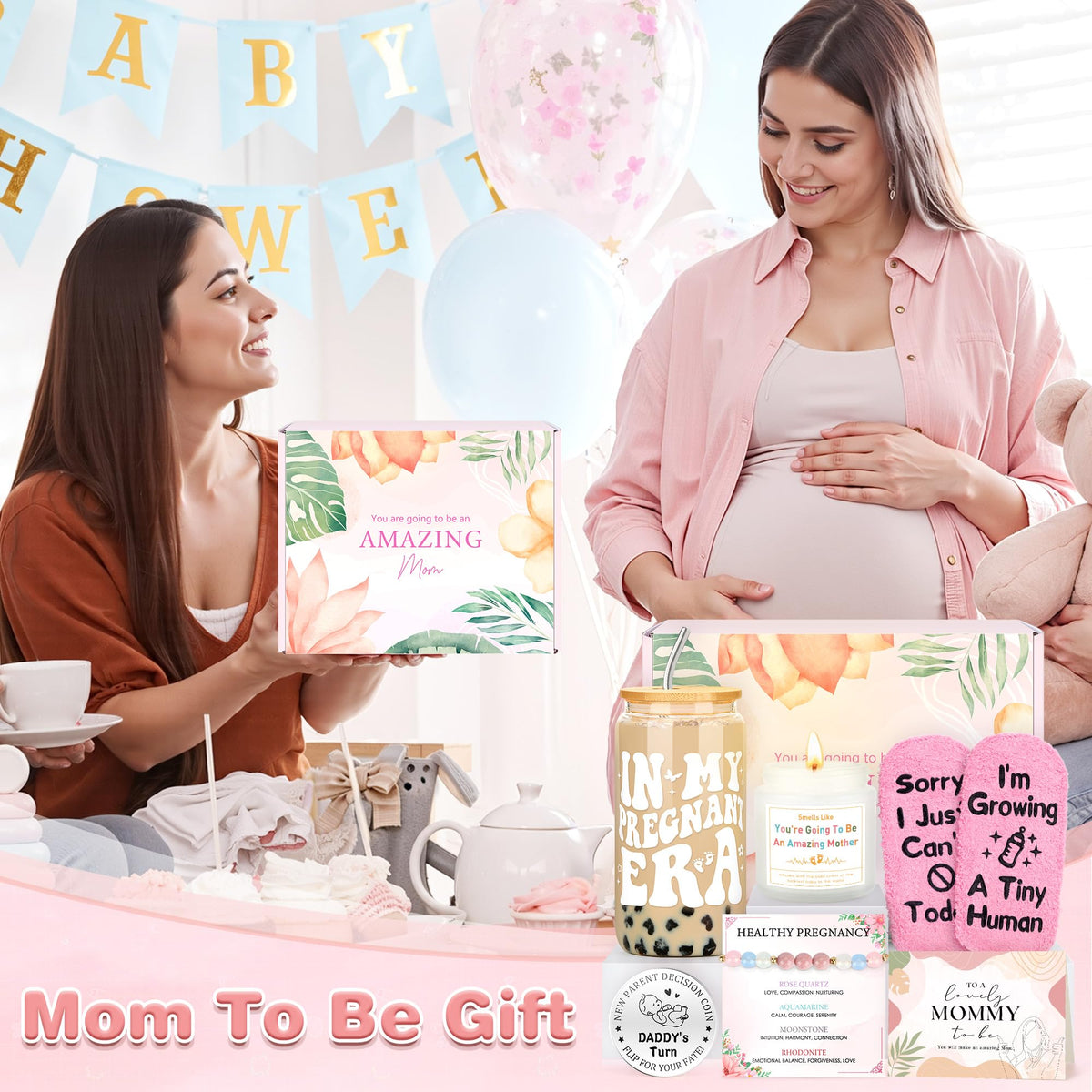 Looca gift basket presentation highlights thoughtful care for expectant moms.