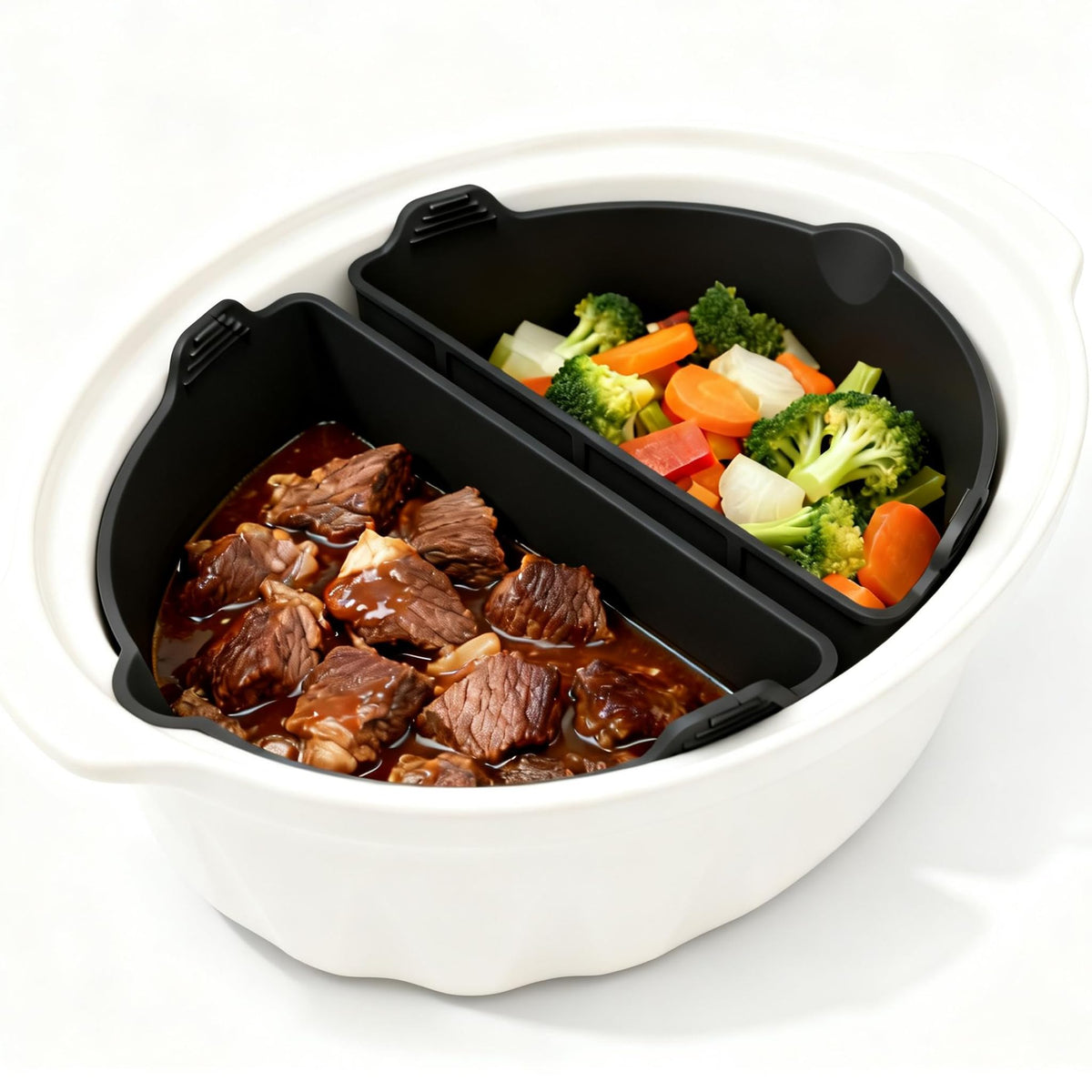 Loodkyoo divider for oval 6-8qt slow cooker keeps foods separate to prevent flavor transfer