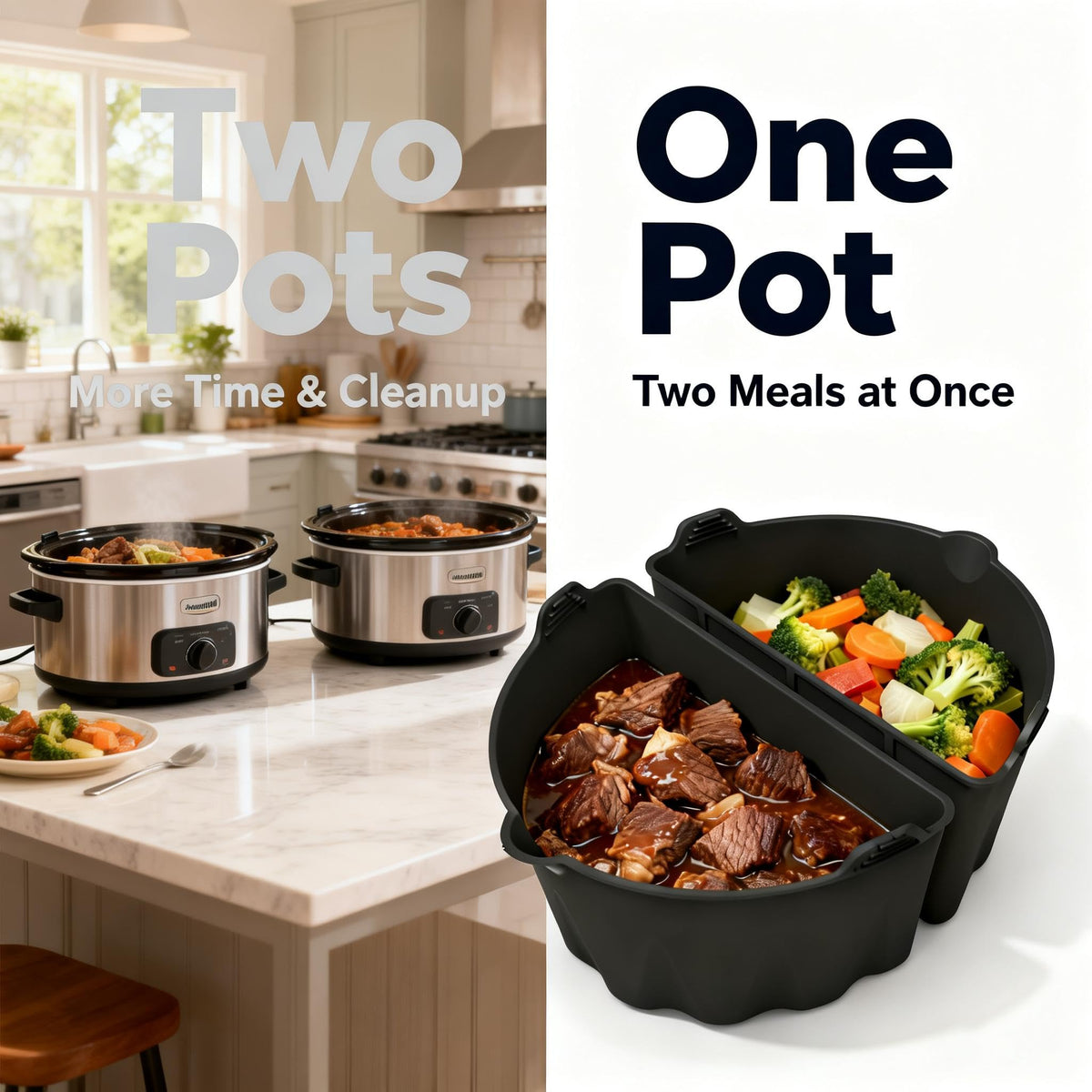 Loodkyoo two-meals-at-once divider lets you cook different meals in one pot