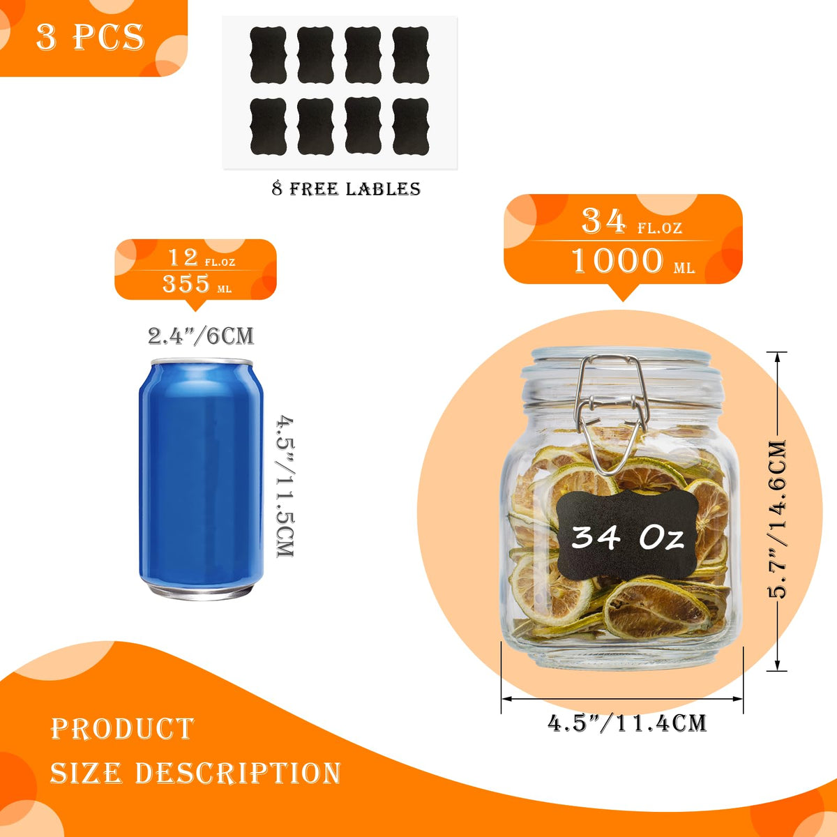 LOOIOOJ square glass jar on countertop displays clear contents for quick access