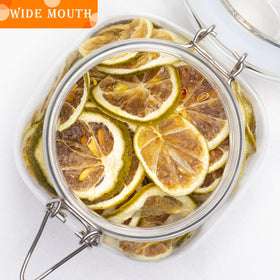 LOOIOOJ transparent glass with stainless clamps keeps foods fresh and sealed.