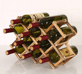LoongZDD wine rack in folded design saves counter space and keeps bottles secure.