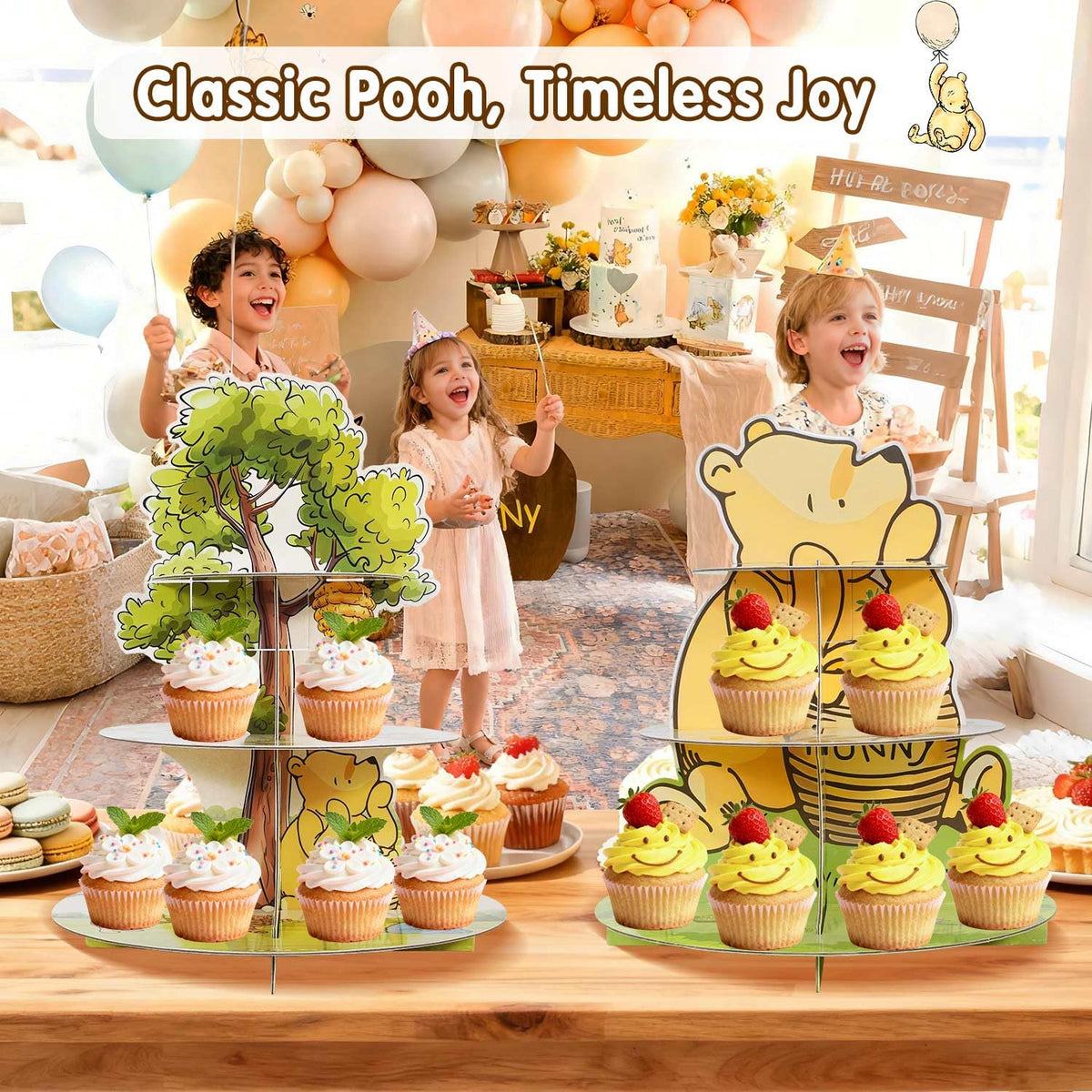 Lopeastar sturdy cardstock stands support cupcakes securely.