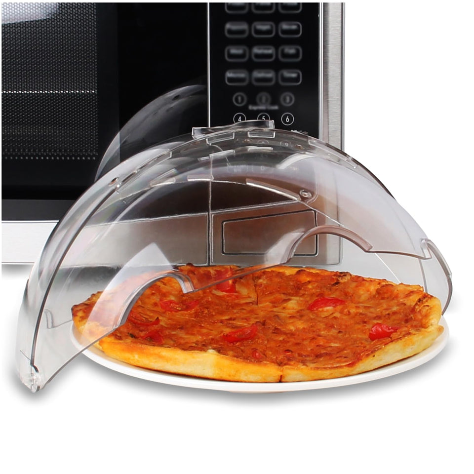 Lopeztek flippable microwave splatter cover shown from top view protects surfaces during reheating
