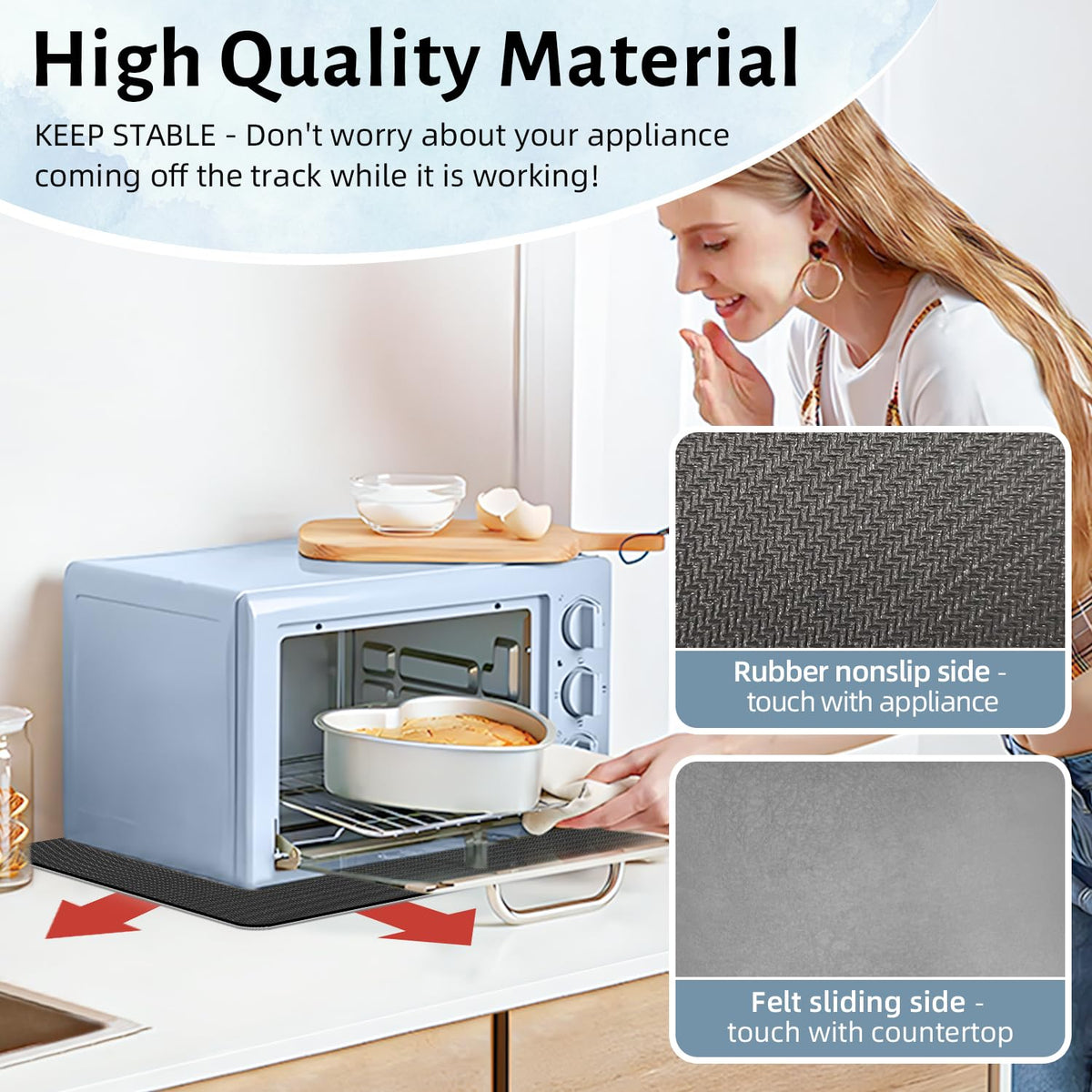 LOPNUR appliance slider shows heat-resistant mat protection under frequent-use appliances.