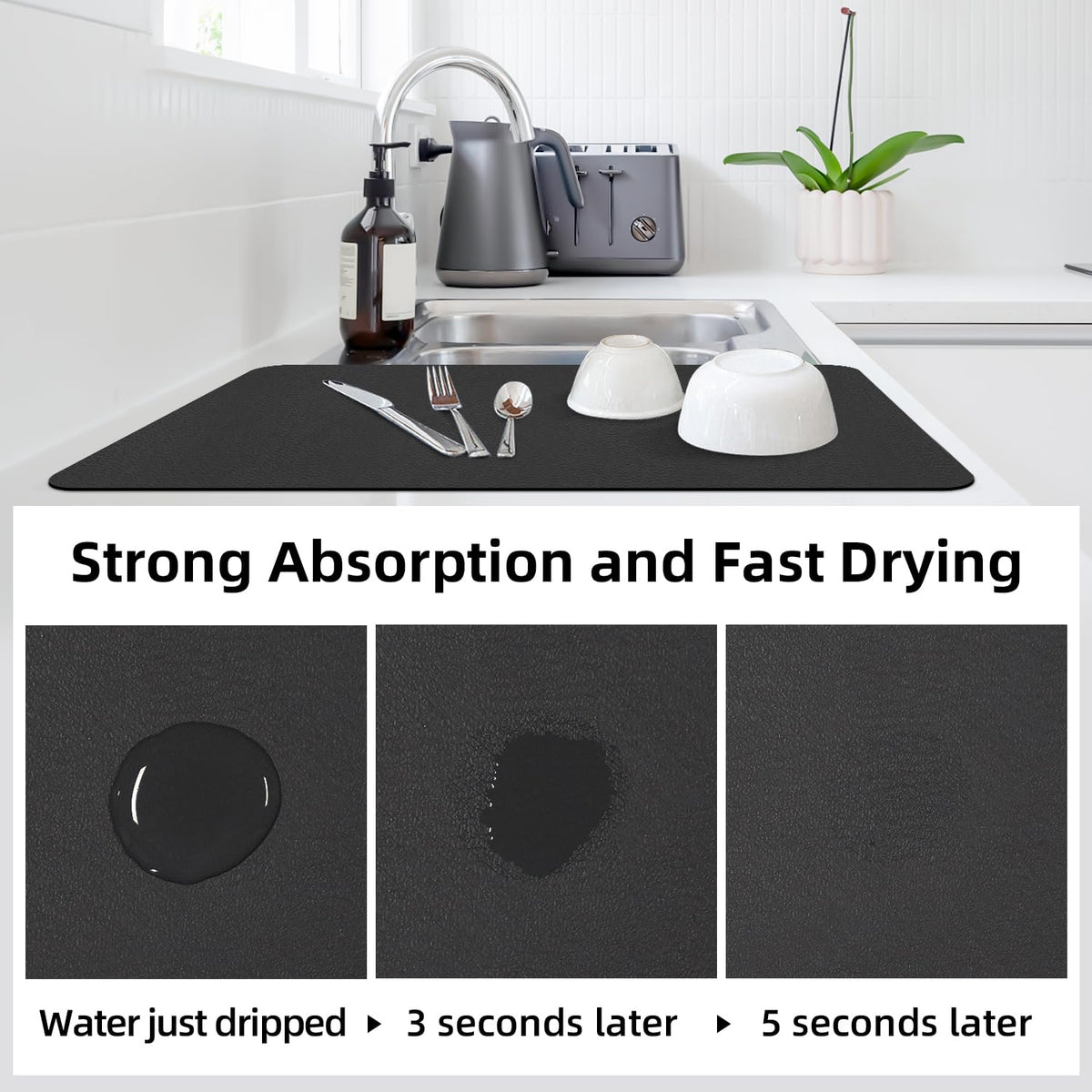 LOPNUR mat with anti-slip rubber back stabilizing dishes.
