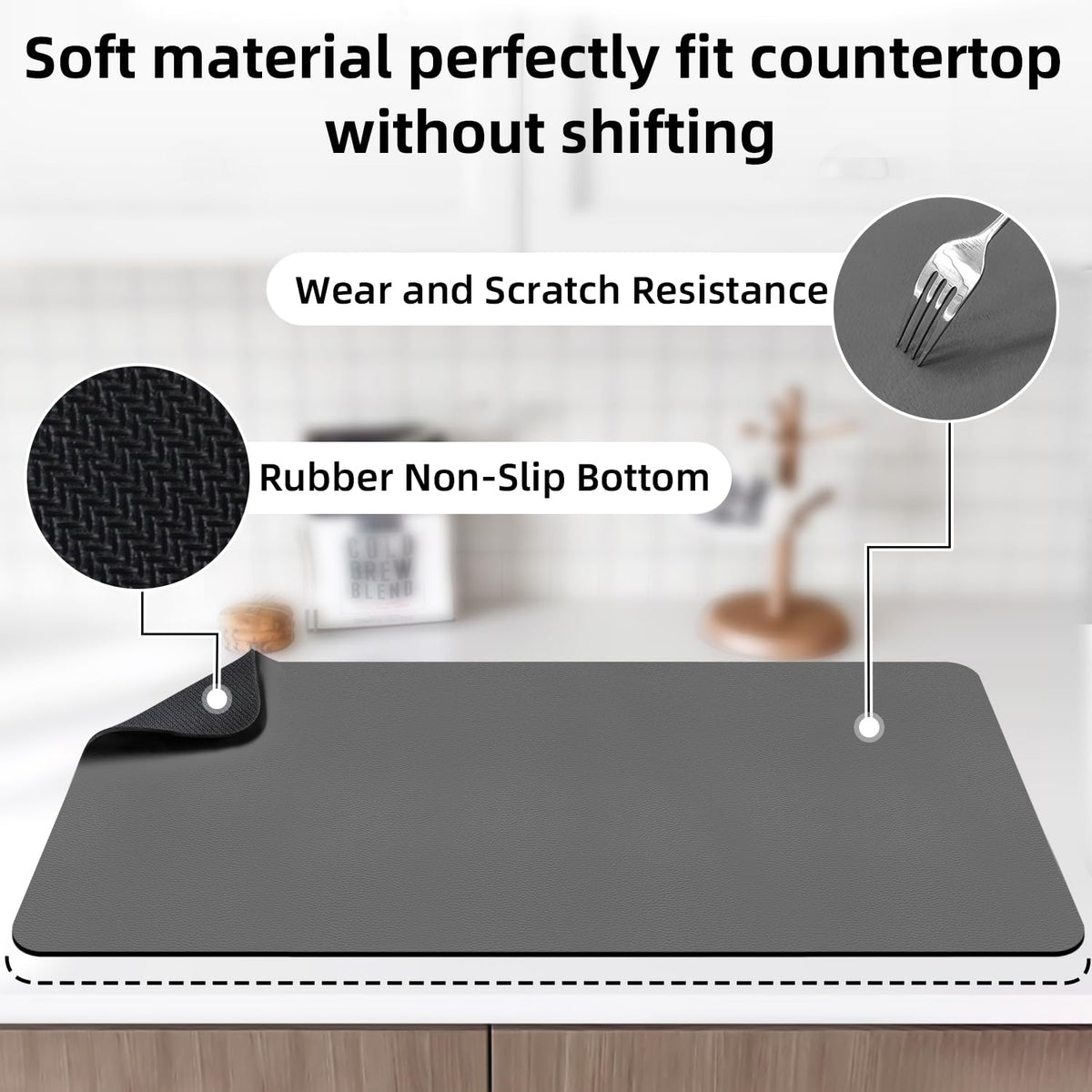 LOPNUR large drying mat on counter with dishes drying.