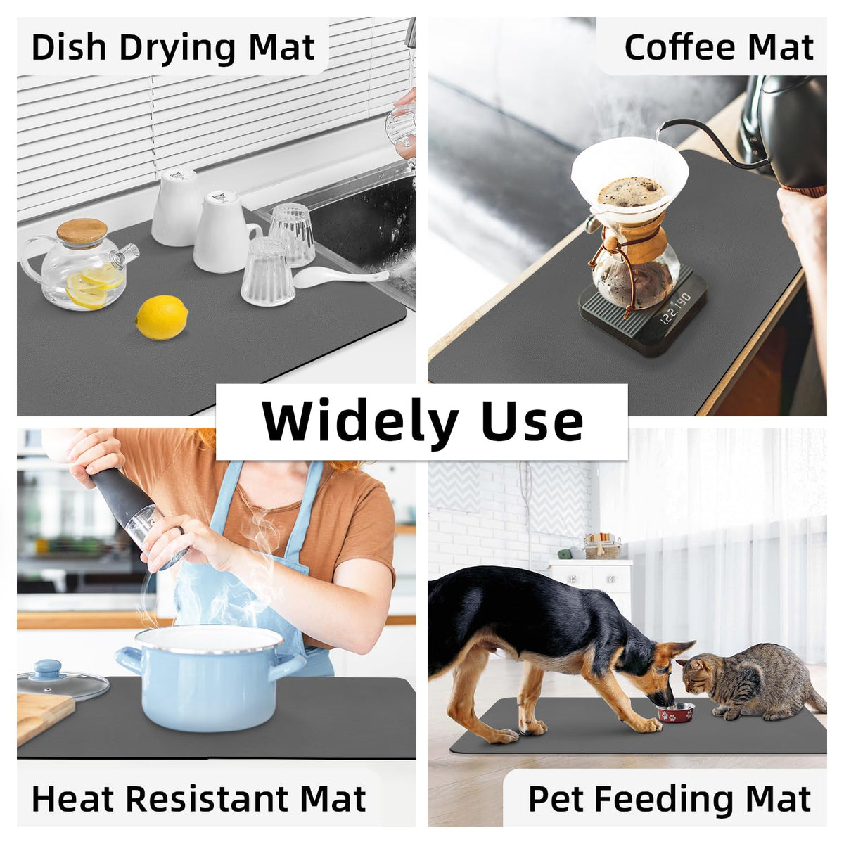 LOPNUR versatile kitchen mat for dishes, coffee bar, and pet bowls.