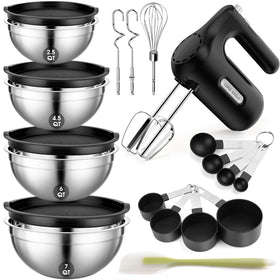 Lord Eagle 5-speed hand mixer in action for versatile baking prep.