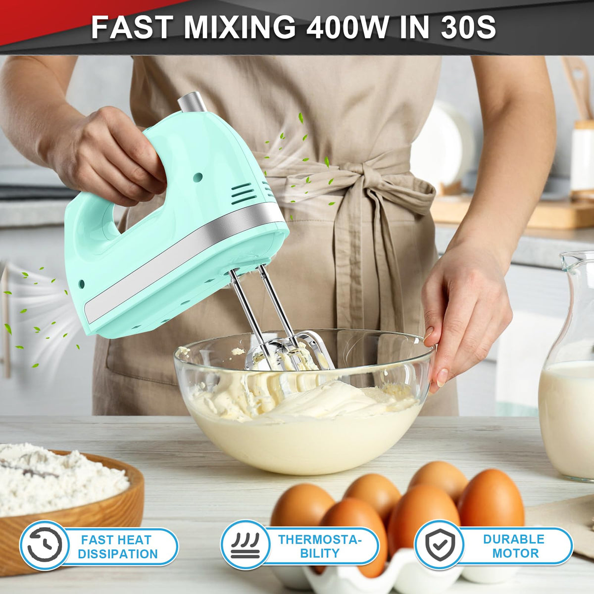 Whisk attachment from Lord Eagle for light emulsions and whipped creams.