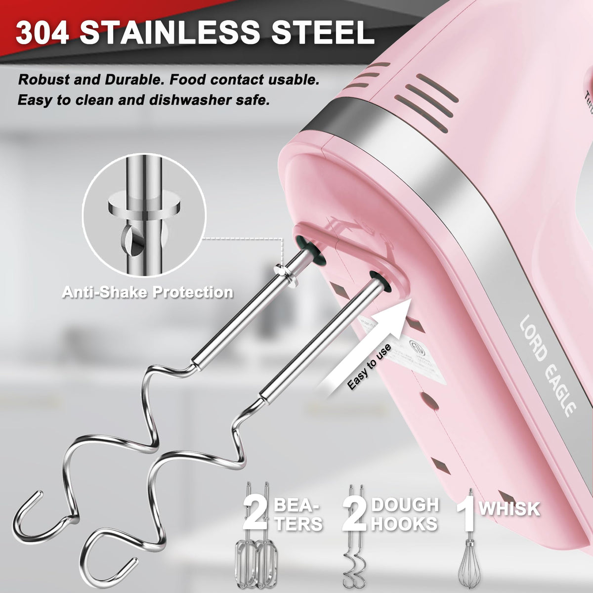 Lord Eagle hand mixer 400W motor for quick batter and cream prep