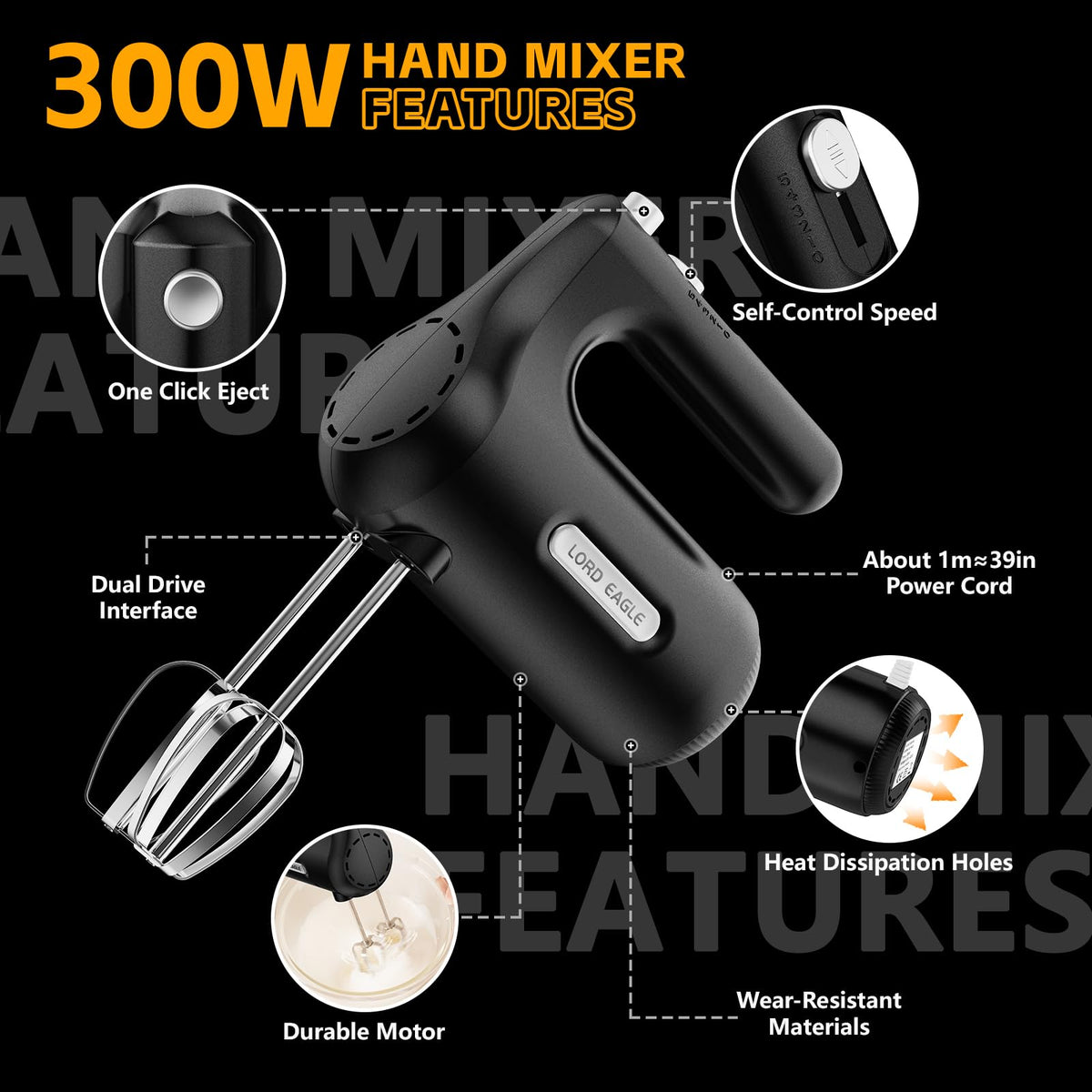 Lord Eagle lightweight mixer; ideal for apartments, dorms, and small kitchens