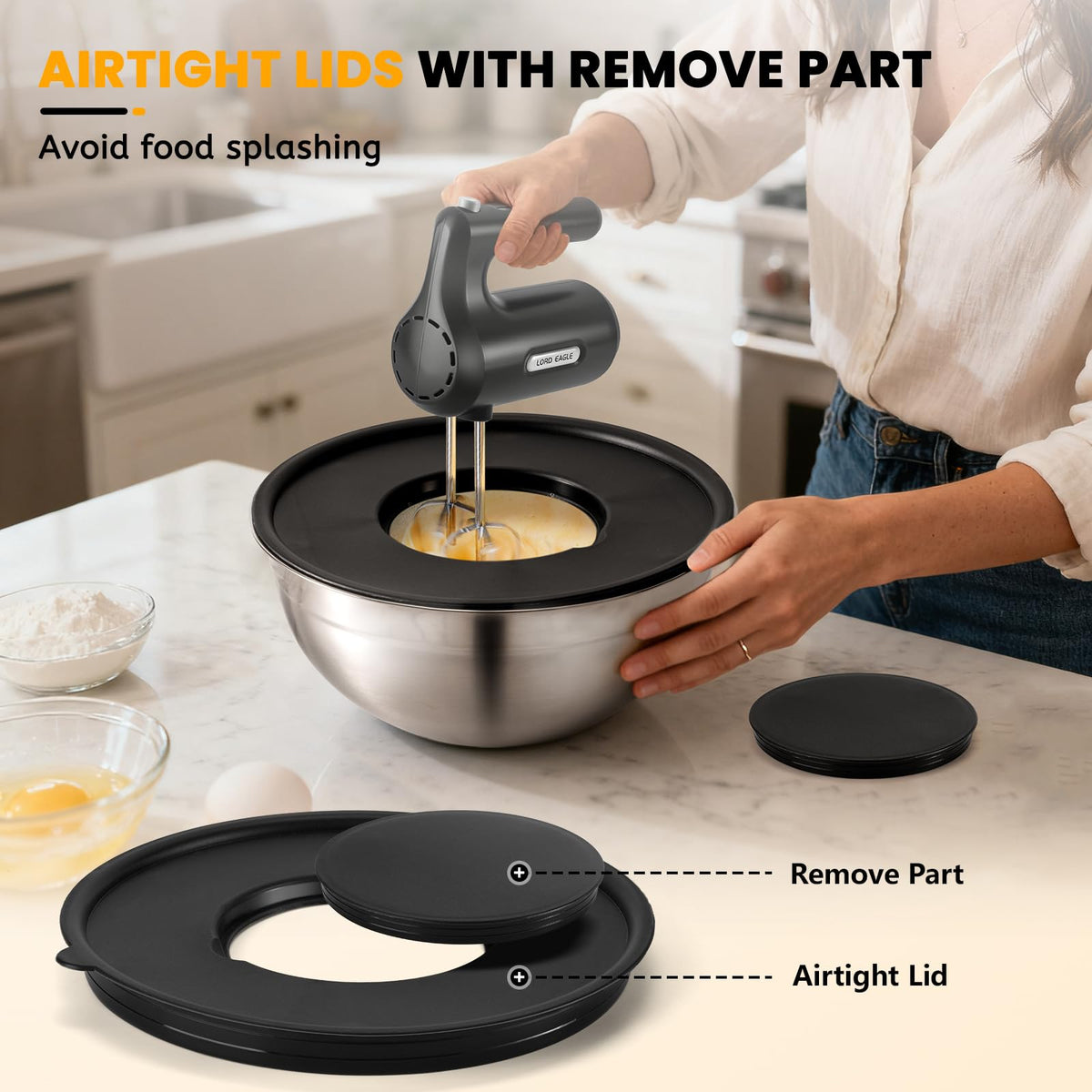 Lord Eagle bowls ranging from 2.5 to 7 quarts for flexible tasks.
