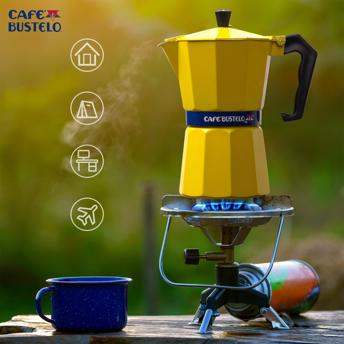 Durable aluminum body of LORD'S ROCKS moka pot for lasting performance.